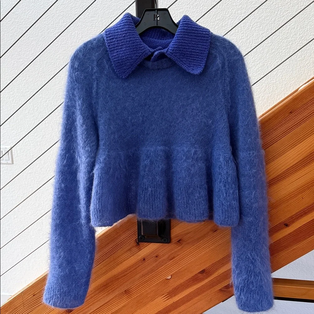 Loewe Mohair Polo Sweater Blue Size S - Picture 1 of 15